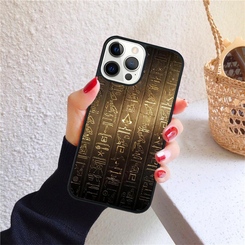 Чехол для телефона с египетскими иероглифами для iPhone 17 Air 16 15 14 12 13 PLUS 11 PRO MAX Задняя крышка Fundas