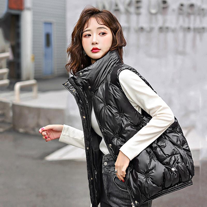 Осень-зима, однотонная утепленная верхняя одежда с хлопковой подкладкой, воротник-стойка, теплая куртка без рукавов, пальто, жилет для женщин