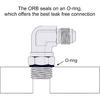 EVIL ENERGY 8AN Flare to 8AN ORB Male Swivel Adapter Fitting 90 Degree Black