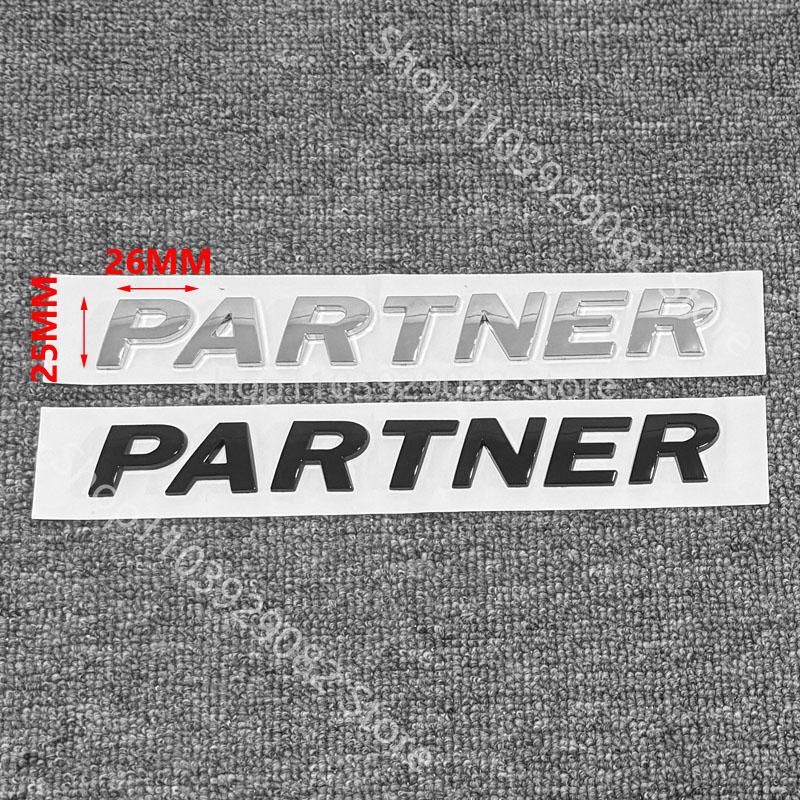 AAZS1 1pcs 3D PARTNER ABS Car Rear Letter logo sticker Rear Bumper tail door trunk car rear Emblem styling Accessories For Peugeot
