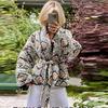 Printed Lace Up Cotton Jacket Lapel Cardigan Thick Warm Women's Oversize Coat Retro Ethnic Style Autumn/Winter 2025