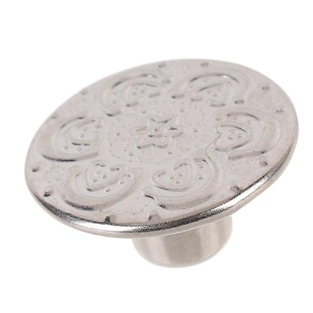 50 шт. шт. шт. пуговицы для брюк, съемные, не пришиваемые, 17 мм, цветочный узор, нержавеющая сталь, серебро с 2x6,5 мм P