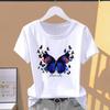 Asian Size-Print Graphic Tee Ladies Butterfly Watercolor Trend Cute Female T Clothing Casual Women's Summer Top Fashion Short Sleeve T-shirt