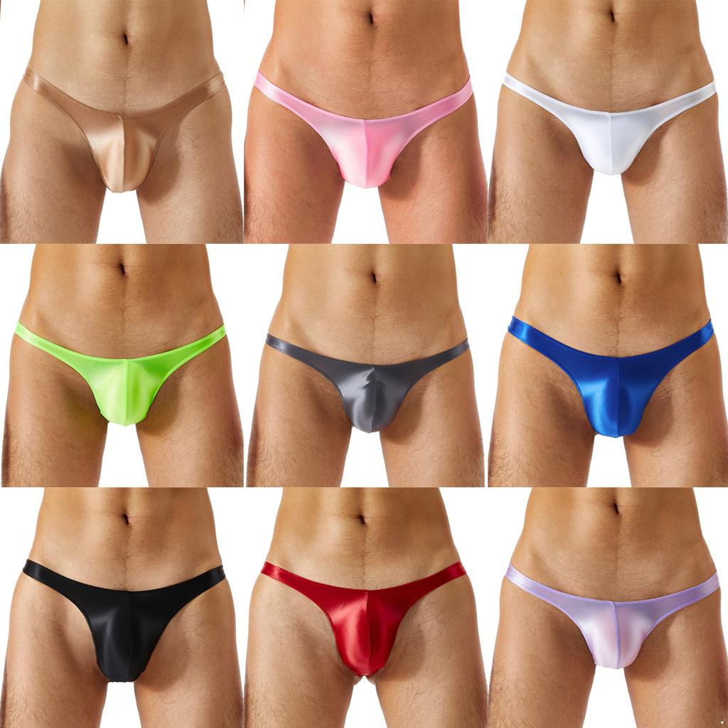 Swimwear Mens Swimsuit Glossy Bulge Pouch Thongs Mini Bikini Underwear Low Waist Briefs Underpants Swimwear Bath Briefs Panties