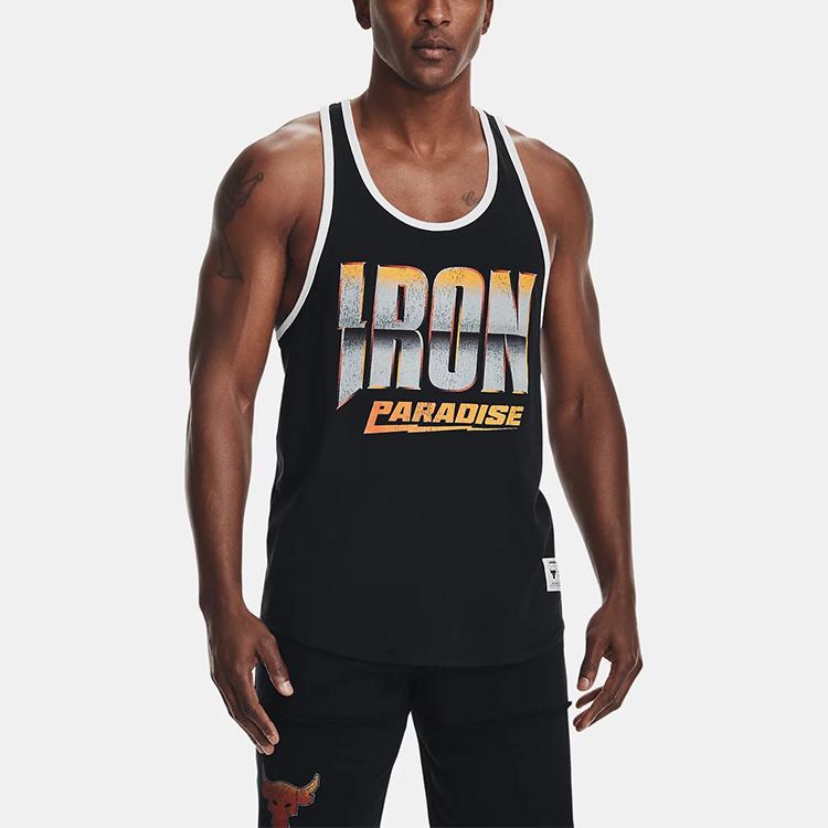 Under Armour Майка-топ с логотипом Project Letter Print Loose Training с круглым вырезом, влагоотводящая, мужская, черная 1361724-001