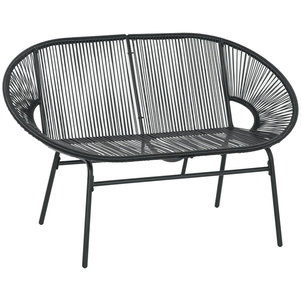 Rattan Armchair Relax Chair in Boho Style, 132 cm x 72 cm x 83 cm, Black