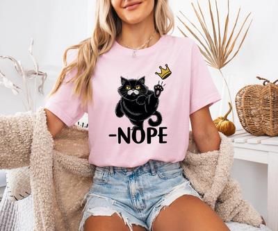 Black Cat Shirt No Kings Funny Political Meme Patriotic Lady Liberty Social Justice Creative Pattern Printed Tshirt Tops Adult