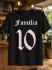 Familia 10 Бледно-розовые Готические Буквы Большая Цифра 10 И Чистый Семейный Трибьют в Футбольном Стиле Унисекс Все Футболки
