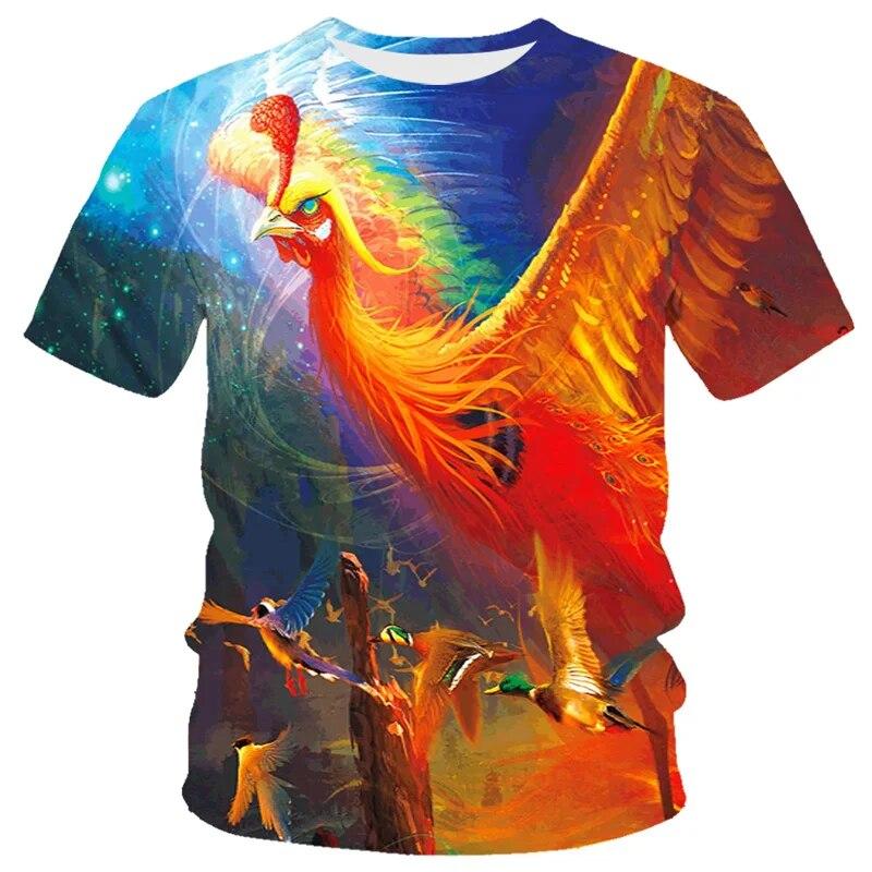 Smokey Bird Pattern Men's T-shirt Summer Fashion Cool Style Graphic Tee Interesting 3D Print Short Sleeve T-shirts Clothing