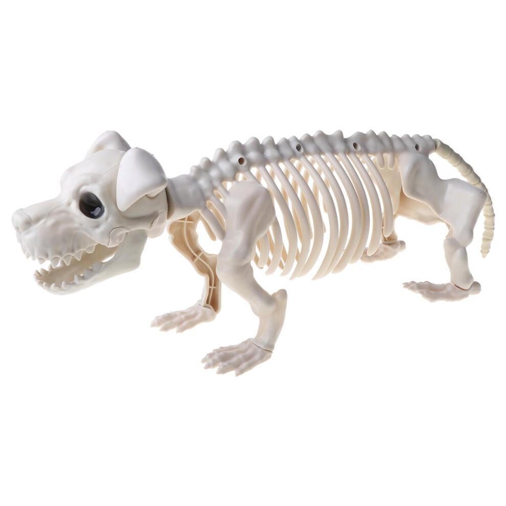 Plastic Scary Skeleton Dog Figurine Ornaments Home Study Decoration Halloween Decor Gift Halloween Presents