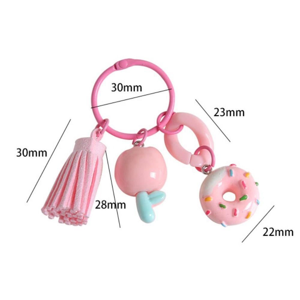 With Tassel Sweet Resin Tulip Keyring Young Girl's Heart Tulip Flower Keychain Pendant   Girls