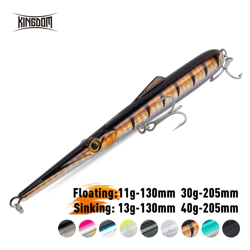 Kingdom Long Casting Pencil Fishing Lure 11g 13g 30g 40g 130mm 205mm Floating & Sinking Stickbait Bass Saltwater Needle Pencil
