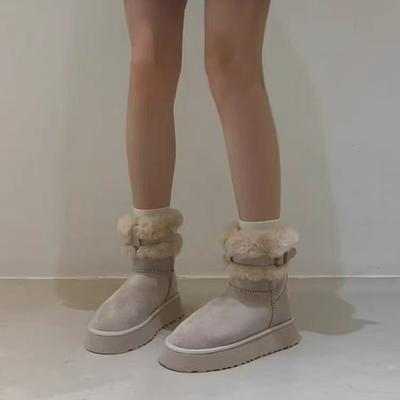 Женские теплые зимние ботинки с толстой подошвой, на платформе, нескользящие, износостойкие, для активного отдыха, спортивные, хлопковые