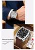 Мужские водонепроницаемые кварцевые часы Oufanni бочкообразной формы - Business Casual, Многофункциональные квадратные наручные часы с шестью стрелками и календарем