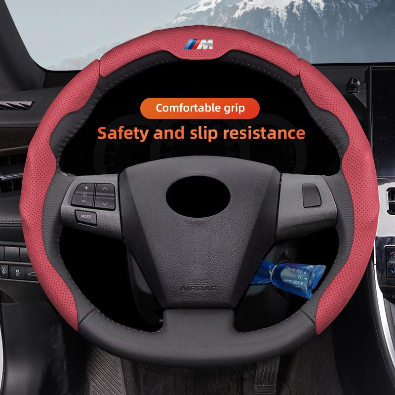 LLIT4 BMW Car Steering Wheel Cover Leather Anti Slip Car Accessories For Performance F30 F40 F10 E90 F20 E46 E60 E70 E39 E36 E87 X7 X3