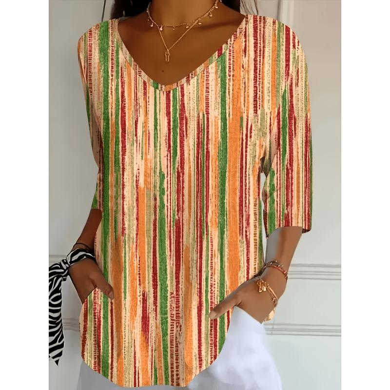 Mid‑Sleeve V‑Neck Everyday Top