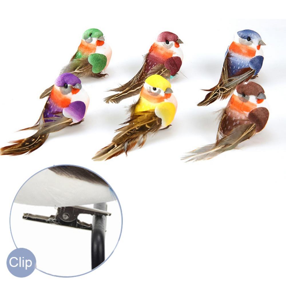 6PCS DIY Accessories Artificial Birds Mixed Color Artificial Bird Model  Garden Ornament