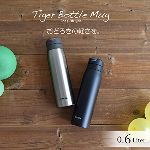 Бутылка для воды Tiger 600 мл Кружка Sahara из нержавеющей стали Бутылка One Touch Lightweight Ebony Black MCX-A602KE