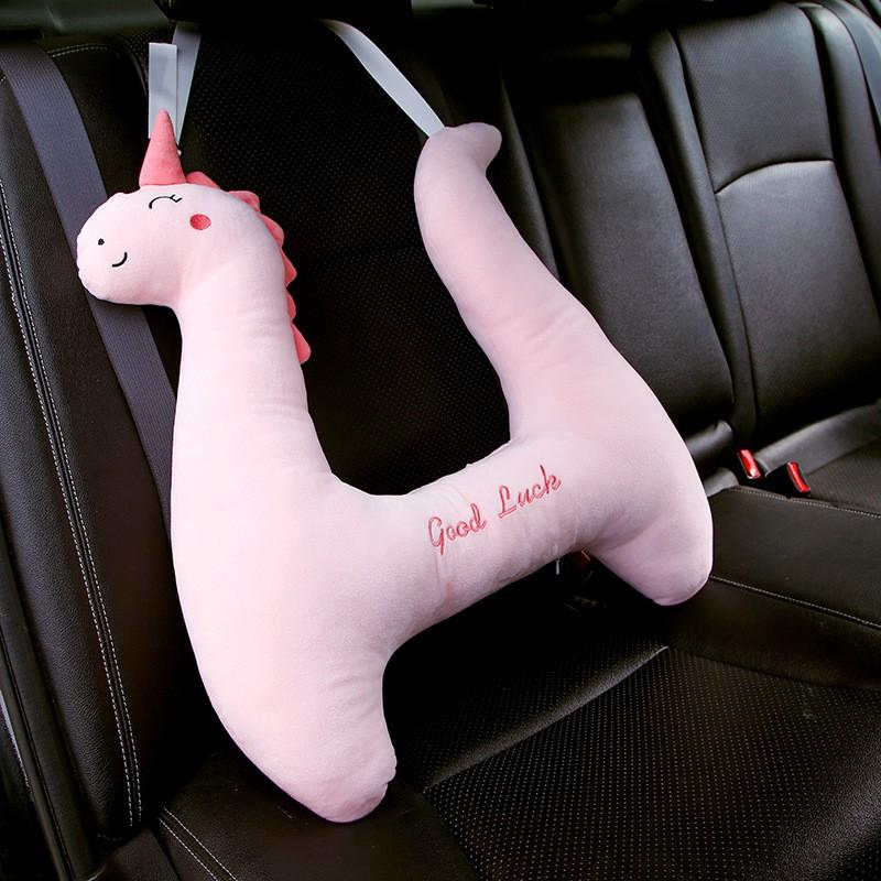 Car Travel Pillow Back Seat Comfort Neck Support Plush Headrest Cushion With Dinosaur Unicorn Duck Design