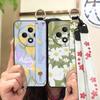 Fashion Design Flower Phone Case For OPPO Reno12F 5G Protective Wristband Kickstand Waterproof Wrist Strap Durable Ring