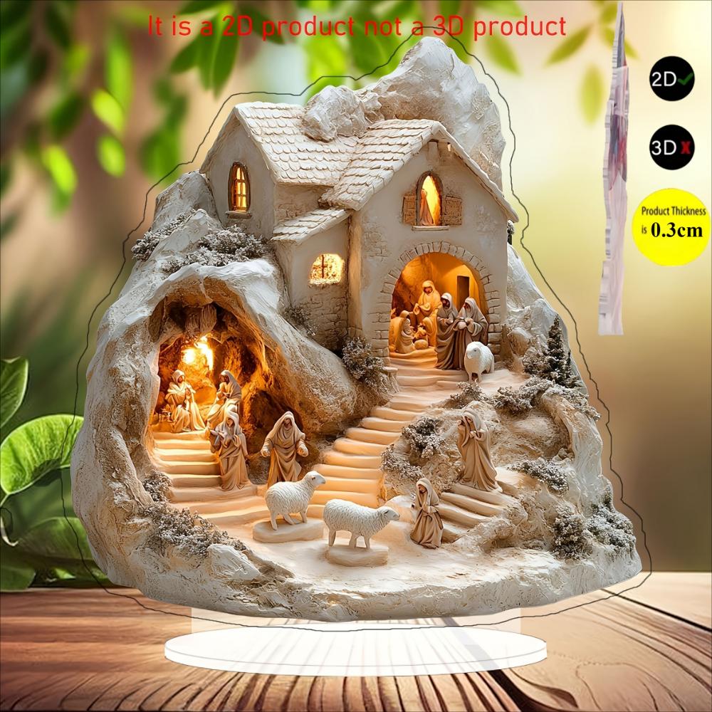 Сцена Рождества, плоский акрил 2D, настольное украшение, подходит для гостиной, офиса, подарков, Рождества, Пасхи, Хэллоуина