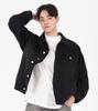 Кнопка Сеул Оверсайз Стиранная Винтажная Джинсовая Куртка (черный)