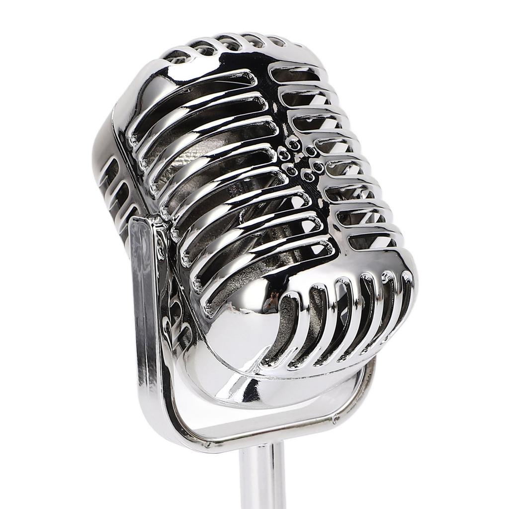 Retro Microphone Props Simulation Classic Fake Vintage Microphone Prop Model for Bar Decoration Electroplated 6