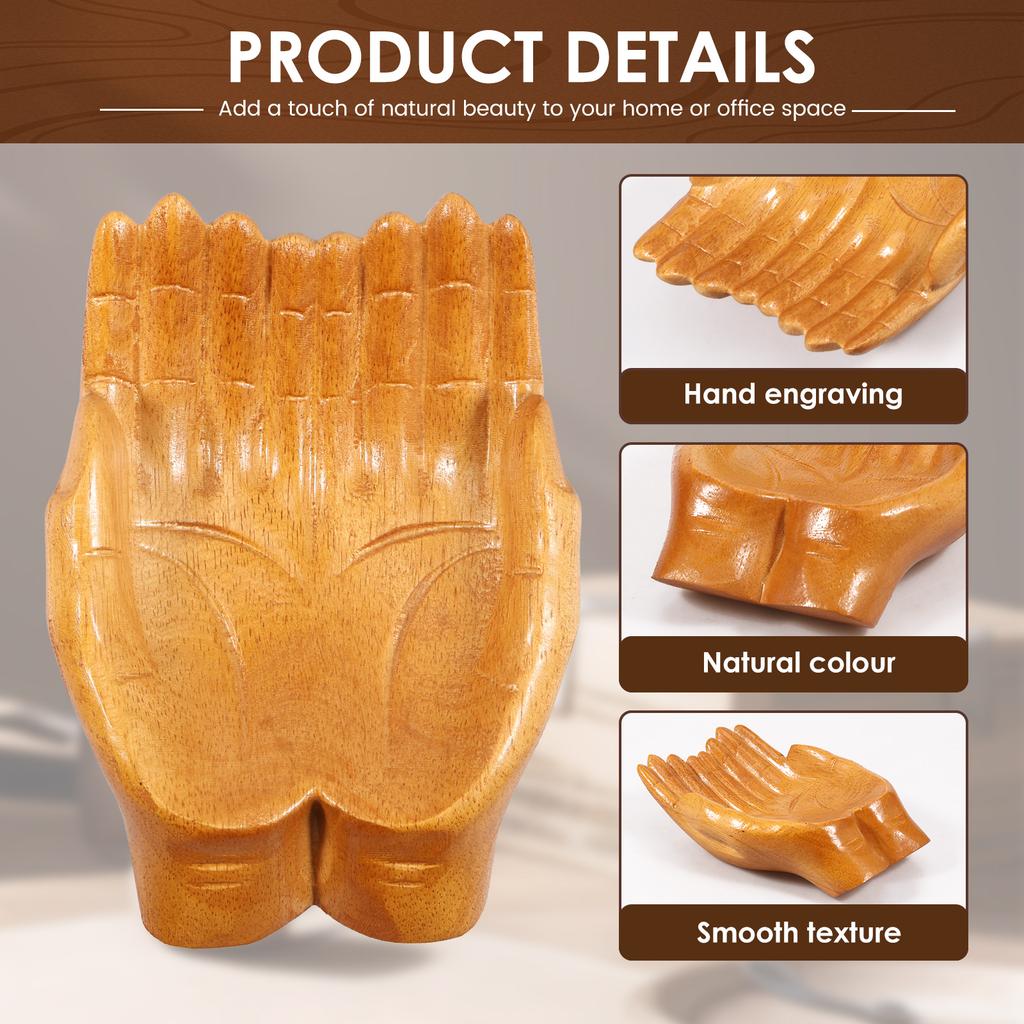 Деревянная резная миска для хранения рук, декоративная миска для прихожей, эстетичная подставка для ювелирных изделий, кристаллов, камней, миска для ключей у входа