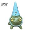Handmade Frog Sculpture Miniature Figurine, Little Statue with A Party Hat, Decorative Resin Ornament for Outdoor Garden Courtyard Whimsical Decor