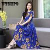 Cotton Silk Dress Female Mother's Dress Western Style Middle-aged and Elderly Plus Size Large Swing Skirt