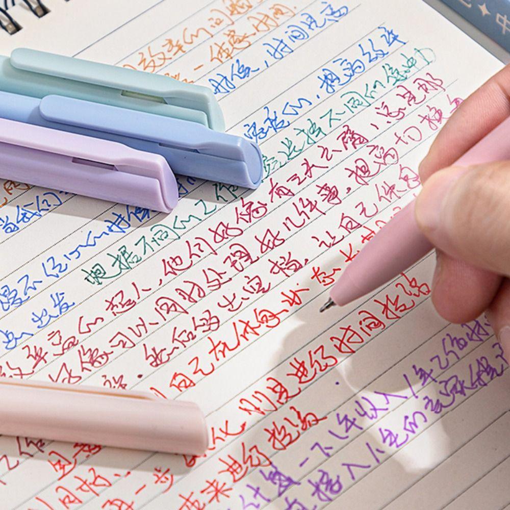 6 цветов/набор Нажимная цветная гелевая ручка Цветные чернила Макарон/Моранди/Ретро цвет Нейтральная ручка 0,5 мм ST наконечник Ручка для подписи Подарок для студентов