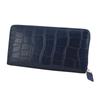 Genuine Crocodile Leather Long Wallet with Round Zipper for Men and Women (Navy)