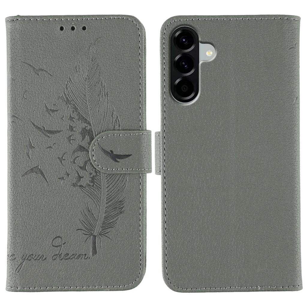 For Samsung Galaxy A56 5G Case Feather Imprint PU Leather Wallet Phone Cover