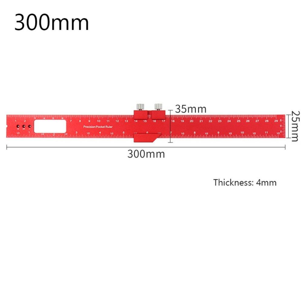 Aluminum Alloy Carpentry Marking Ruler High-Precision T-Type Measuring Tool Inch Metric Multi-function T-Type Scribing Ruler