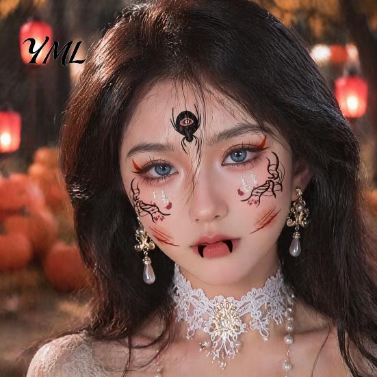 Skin Friendly Temporary Face Art Halloween Tattoo Stickers, Waterproof Scary Makeup Decals for Party, Durable Sweat Proof Stickers Wound Scar