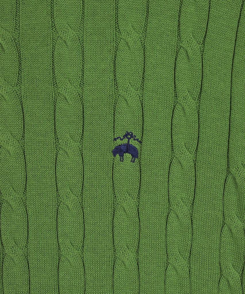 BROOKS BROTHERS Cotton Cable Polo Short Sleeve Sweater (Green) (Bbwtmb204Aifm)