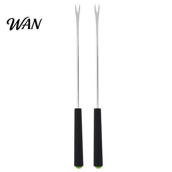 Food-grade Stainless Steel Fork 2Pcs Retractable BBQ with V-Shaped Prongs Non-Slip Handle Rust-resistant Grilling Portable Outdoor Cooking Tool