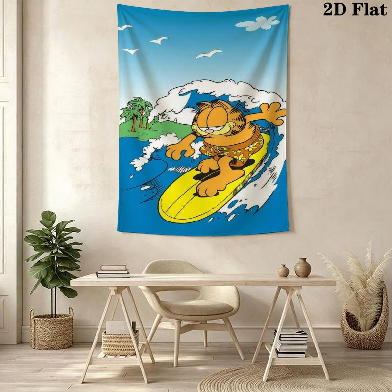 Garfield'S Quirky Adventure 2D Flat Tale Tapestry Fashion Print Background Cloth Christmas Gift Background Cloth Wall Covering Decoration