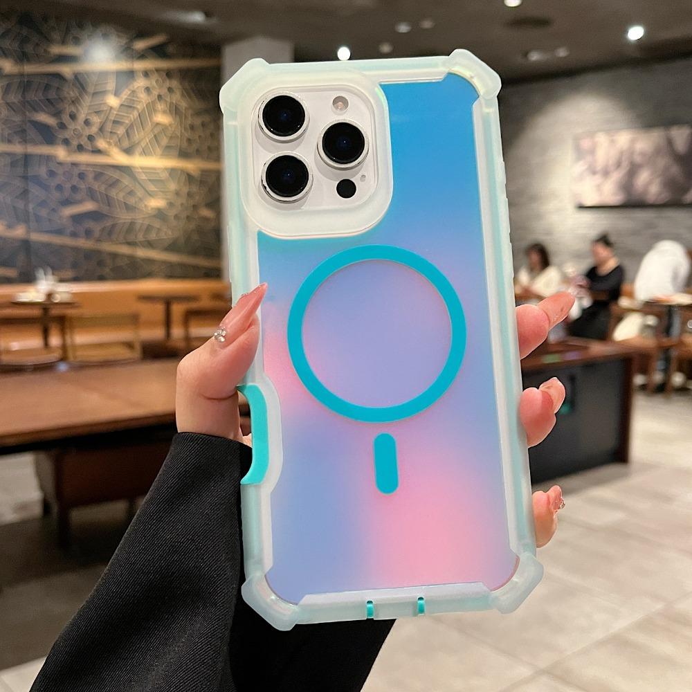 Роскошный ударопрочный защитный чехол с изменением цвета для iPhone 16 15 14 13 Pro Max Plus, чехол для беспроводной зарядки
