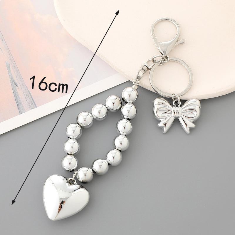 Цепочка для телефона с жемчужным сердечком и бантом Macaron Blue Phone Подвеска для сотового телефона Ремешок для камеры Брелок для сумок Декор Подарки для девочек