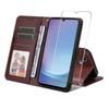 For Samsung Galaxy A25e PU Leather Wallet Case ENKAY HAT PRINCE Phone Stand Cover with Tempered Glass
