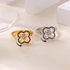New Zircon Rotatable Four-leaf Clover Ring Opening Adjustable Fashion Light Luxury Ring Women