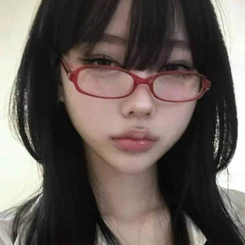 Женские ретро овальные очки Y2K японские и корейские девушки красная зеленая оправа стекло очки декоративные компьютерные очки с защитой от синего света