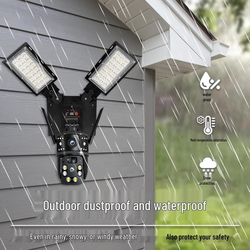 V380 Solar WiFi Street Light: 4G Dual Lens Night Vision, Waterproof Camera