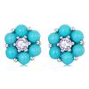 Earrings for Simple and 925 Turquoise Second Turquoise Accessories Women, Beautiful, Silver, Small, Earrings, Earrings, Flowers, Zirconia,