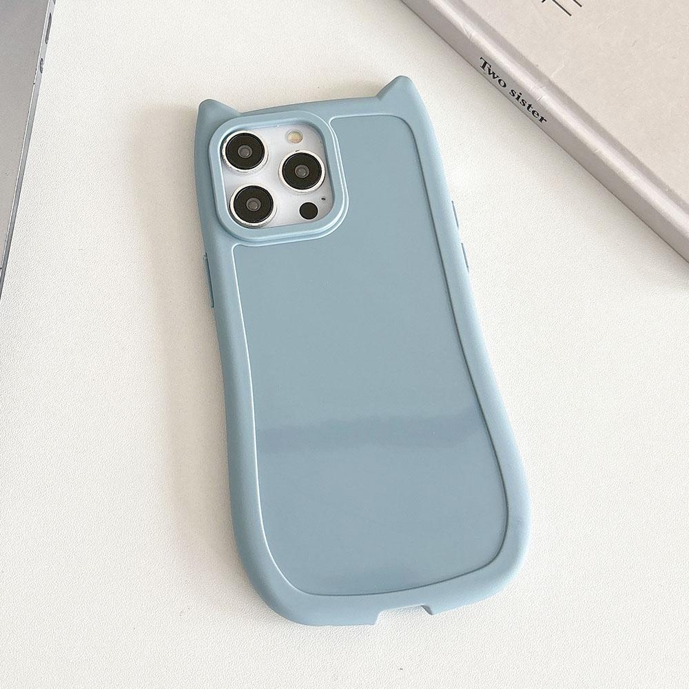 Cute Cartoon 3D Cat Ear Phone Case For iPhone 15 14 13 12 11 Pro Max 15 14 Plus Lovely Animal Design Matte Soft Silicone Protection Cover