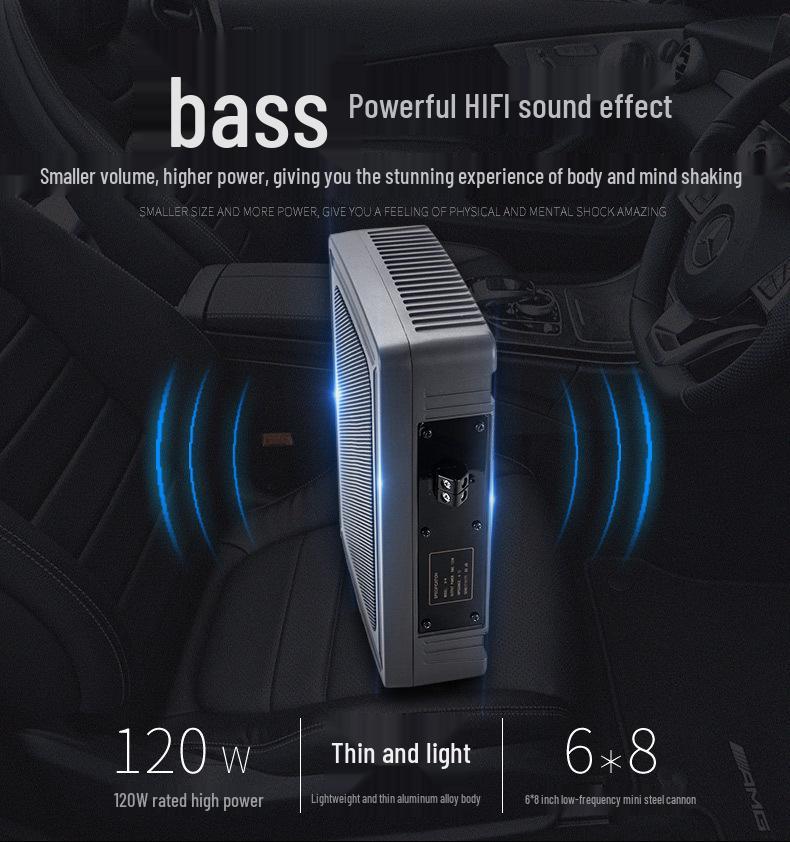 12V Ultra-Thin Car Seat Subwoofer with Super Bass Audio