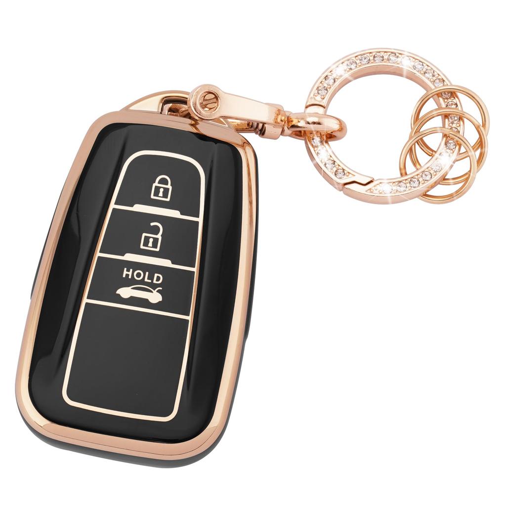 Koaudb Smart Key Case for Compatible with Toyota Prius New Corolla RAV4 Camry Land Prado Late and Premium Soft TPU and Black Toyota, (50 Series),