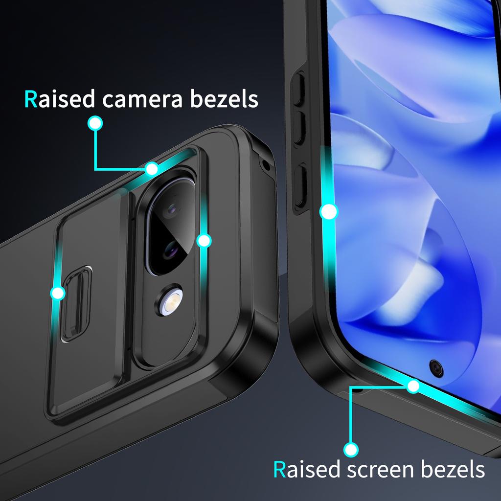 Ударопрочный Гибридный Двухслойный Защитный Чехол Для Google Pixel 9 Pro XL 9A 8 8A 7 6A Сдвижная Защита Камеры PC+TPU Прочный Funda