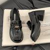 Fashion Retro High-heeled Women's Loafers Autumn and Winter Simple Commuting Fashion Thick-heeled Small Leather Shoes Shallow Single Shoes Tide